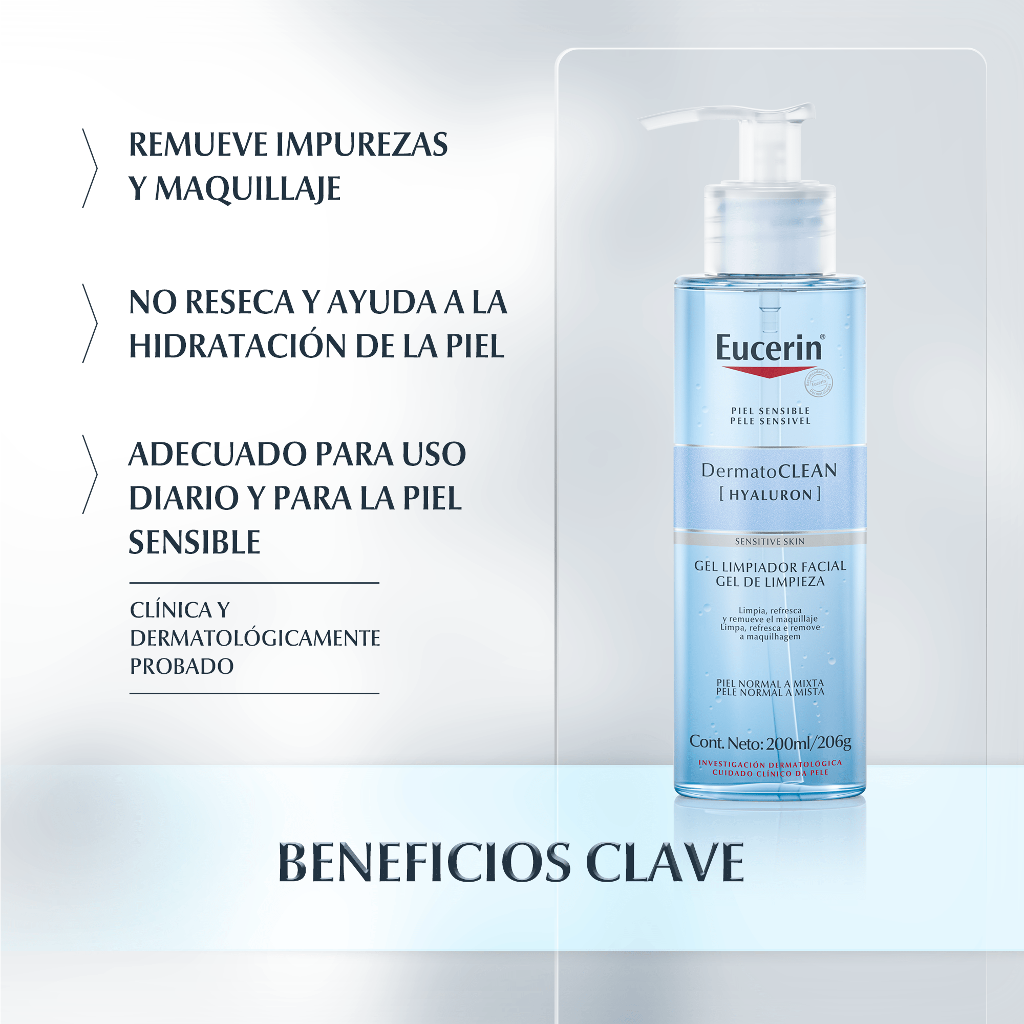 DermatoCLEAN [HIALURON] Gel Limpiador Piel normal o mixta Eucerin